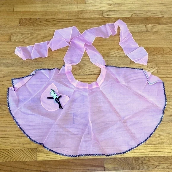 Vintage 50s Pink Flower Hostess Cocktail Tea Apron - Picture 5 of 6